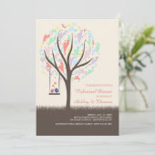 Lovebirds auf einer Schaukel Pastel Einladung (Stehend Vorderseite)