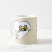 Lovebirds auf Kirschblütenbeige Kaffeetasse (Vorderseite Links)