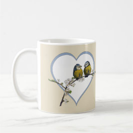 Lovebirds auf Kirschblütenbeige Kaffeetasse