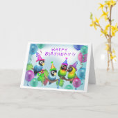 Lovebirds Birthday Karte (Gelbe Blume)