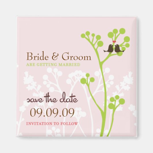 Lovebirds (Blush Pink) Save the Date Magnet (Vorne)