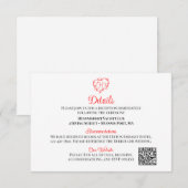 Lovebirds Boho Red Heart Wedding Details Begleitkarte (Vorne/Hinten)