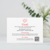 Lovebirds Boho Red Heart Wedding Details Begleitkarte (Stehend Vorderseite)