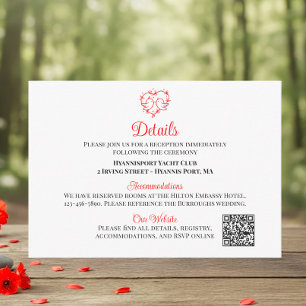 Lovebirds Boho Rotes Herz Hochzeitsdetails Begleitkarte