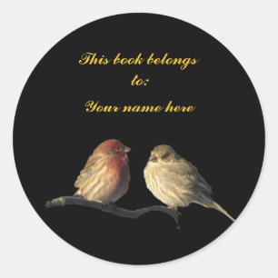 Lovebirds Buchzeichen Runder Aufkleber