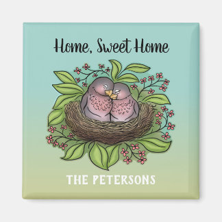 Lovebirds Couple in Nest Zuhause Sweet Zuhause Magnet