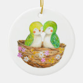 Lovebirds Couple's First Christmas Together Custom Keramik Ornament (Vorne)