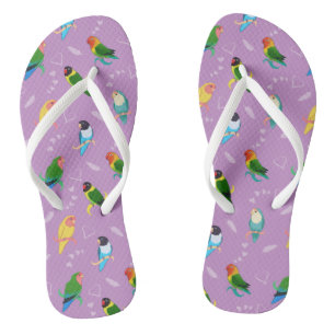 Lovebirds des Rainbow Colors Pattern Badesandalen