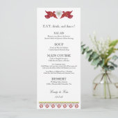 Lovebirds, die Fahnen-Menü-Karte Wedding sind Menükarte (Stehend Vorderseite)