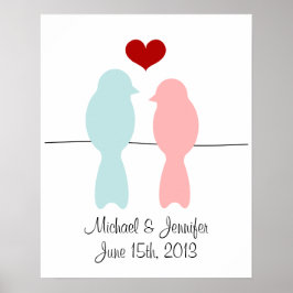 Lovebirds drucken - mit Namen und Datum anpassen Poster