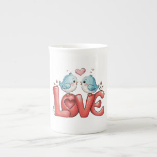 Lovebirds Ein bisschen Liebe Zwei Herzen, ein Lied Porzellantasse