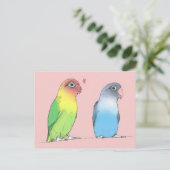 Lovebirds einer anderen Farbpostkarte Postkarte (Stehend Vorderseite)