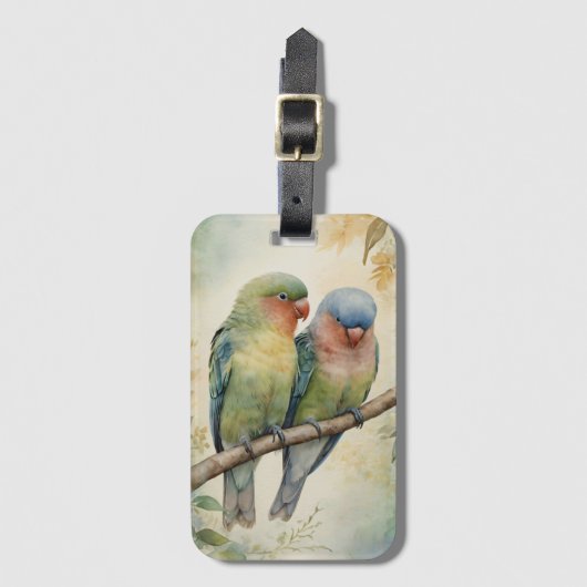 Lovebirds Eukalyptus Tree Gepäckanhänger (Vorderseite Vertikal)