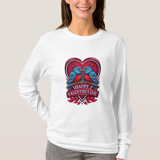 Lovebirds Forever – Romantic Valentine’s Day Coupl T-Shirt (Vorderseite)