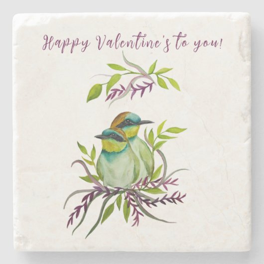 Lovebirds für den Valentinstag Steinuntersetzer (Vorderseite)