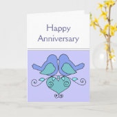 Lovebirds Geburtstag Vögel mit Blumenherz Karte (Gelbe Blume)