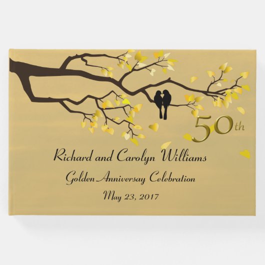 Lovebirds Goldenes Jahr Gästebuch (Vorderseite)