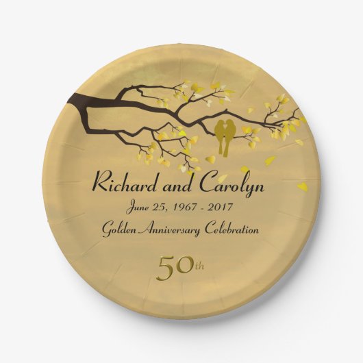 Lovebirds Goldenes Jahr Pappteller (Vorderseite)