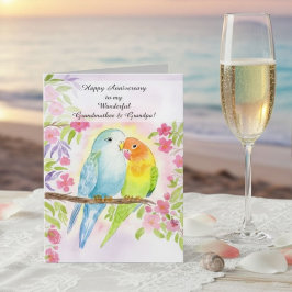 Lovebirds Grandmother & Grandpa Happy Anniversary Karte