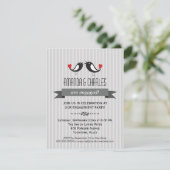 Lovebirds-graue Verlobungs-Party Einladung (Stehend Vorderseite)