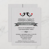 Lovebirds-graue Verlobungs-Party Einladung (Vorne/Hinten)