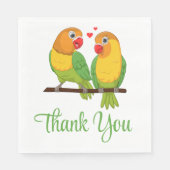 Lovebirds Green Love Birds Danke Hochzeit Serviette (Vorderseite)
