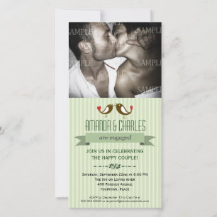 Lovebirds Green Verlobung Foto Card