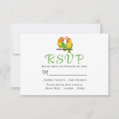 Lovebirds Green Yellow Love Birds Wedding RSVP (Vorderseite)