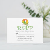 Lovebirds Green Yellow Love Birds Wedding RSVP (Stehend Vorderseite)