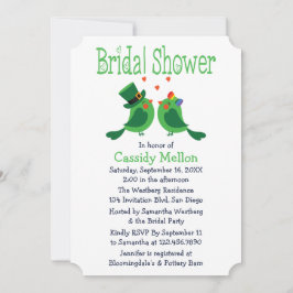 Lovebirds Grün-Weiß-Brautparty Einladung