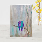 Lovebirds Grußkarten Karte (Gelbe Blume)