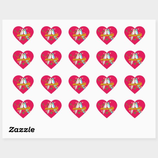 Lovebirds Heart Stickers (Blatt)