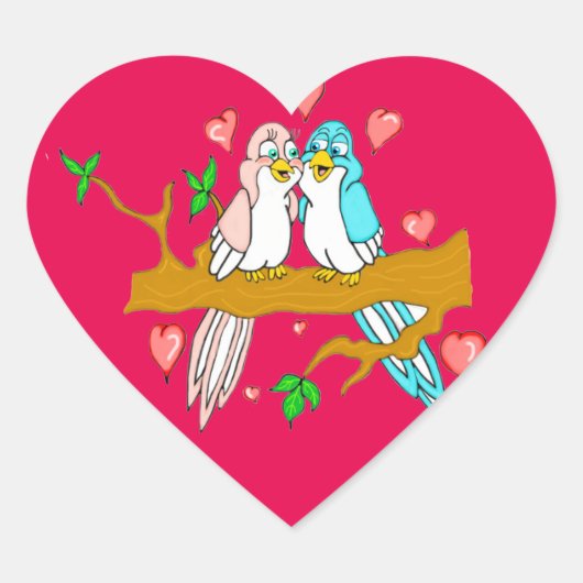 Lovebirds Heart Stickers (Vorderseite)
