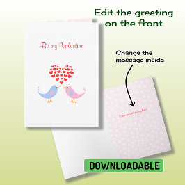 Lovebirds hearts custom text Valentine Feiertagskarte