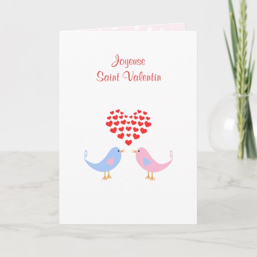 Lovebirds hearts custom Text Valentinstag Feiertagskarte (Vorderseite)