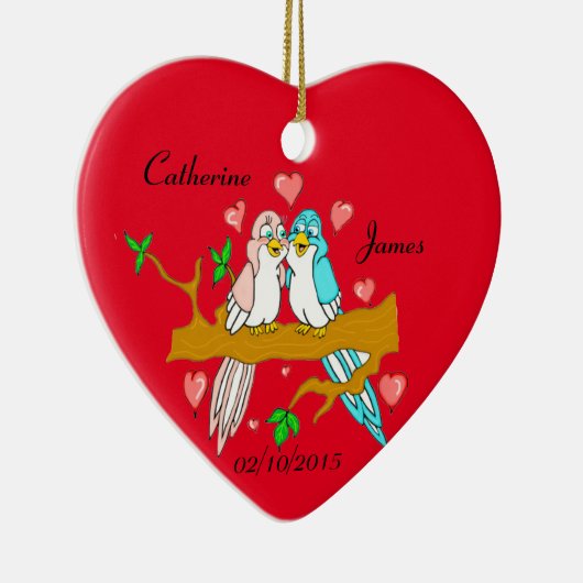 Lovebirds Herz-Ornament Keramikornament (Rechts)