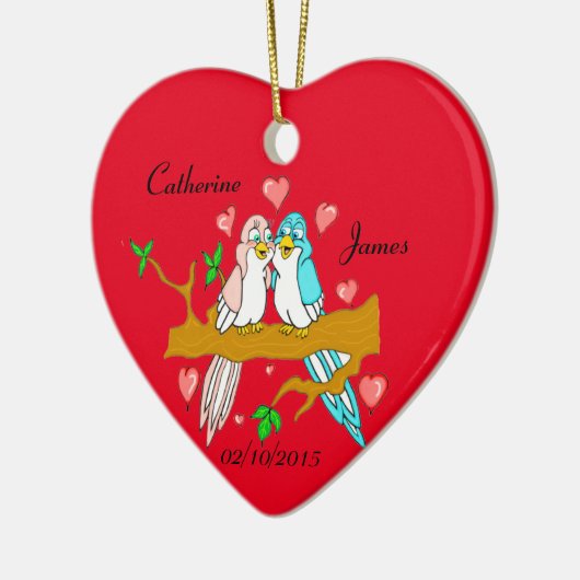 Lovebirds Herz-Ornament Keramikornament (Links)