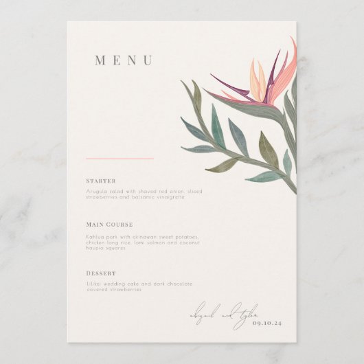 Lovebirds im Paradies 12x18 Flat Menu Menükarte (Vorderseite)