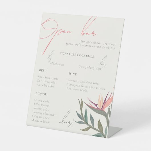 Lovebirds im Paradies Bar Pedestal Sockelschild (Vorderseite)