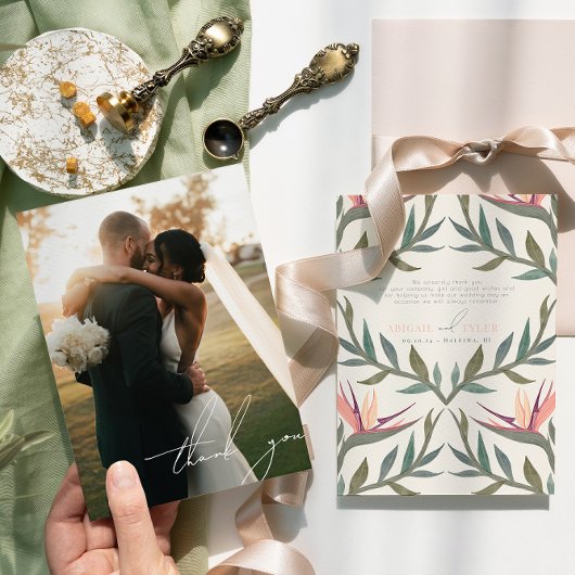 Lovebirds im Paradies Foto Danke Karte