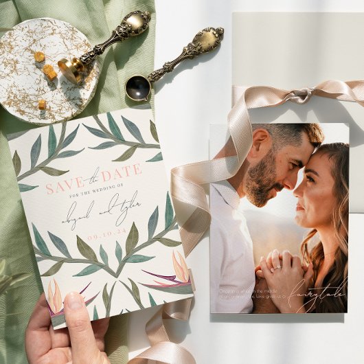 Lovebirds im Paradies Foto Save The Date