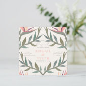 Lovebirds im Paradies Hochzeit Einladung (Stehend Vorderseite)