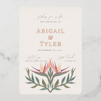 Lovebirds im Paradies Hochzeit Folieneinladung