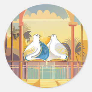 Lovebirds im Paradies Runder Aufkleber