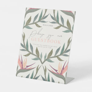 Lovebirds im Paradise Gästebuch Sockelschild