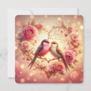 Lovebirds in Bloom - Romantische Valentintagskarte Feiertagskarte