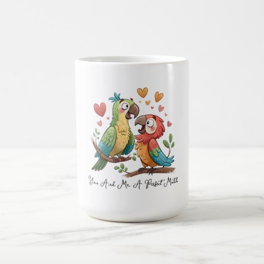 Lovebirds in Colorful Harmony Kaffeetasse (Mittel)