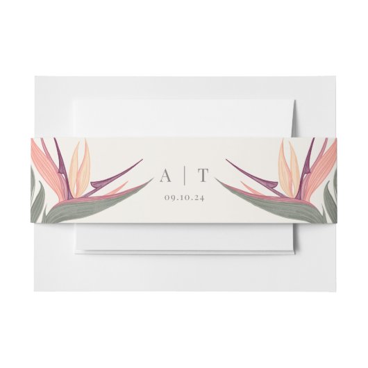 Lovebirds in Paradise Initials Einladungsbanderole (Vorderseite Beispiel)