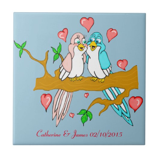 Lovebirds Keramik Foto Tile Fliese (Vorderseite)