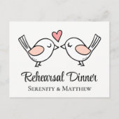 Lovebirds Love Bird Black Wedding Probe Dinner Einladungspostkarte (Vorderseite)